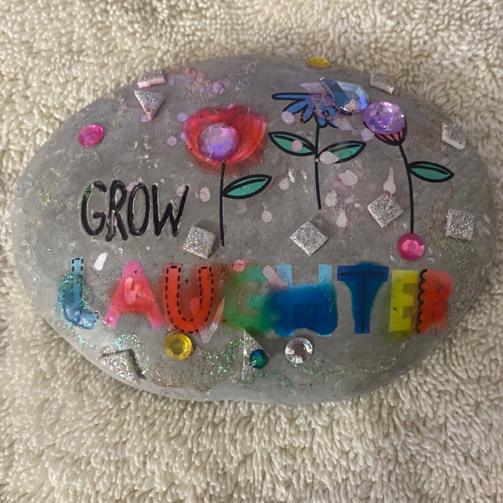 SOLD!!!!Grow laughter, paperweight, yard, stone garden, stone or desk decoration